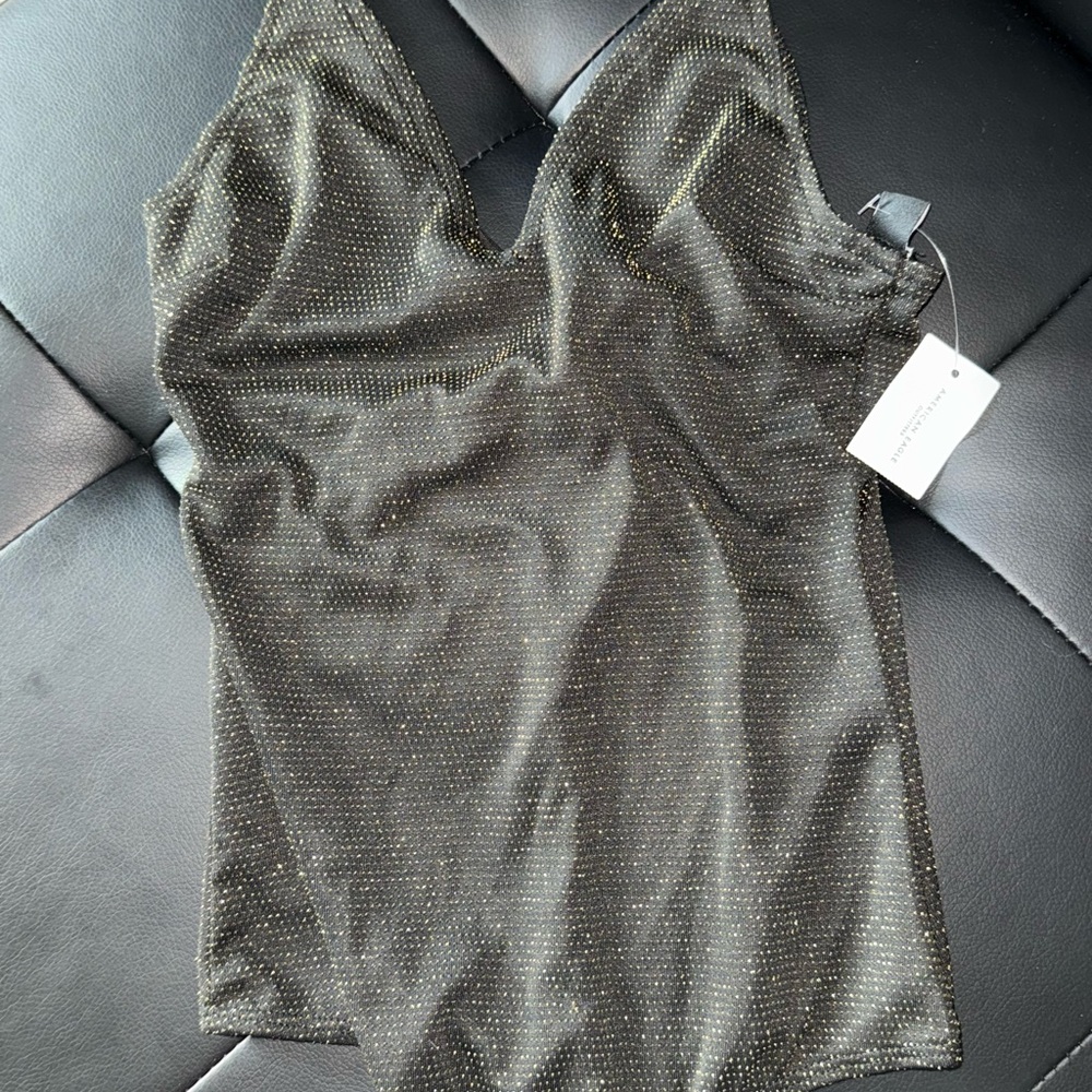 American Eagle Outfitters Black and Gold Bodysuit
